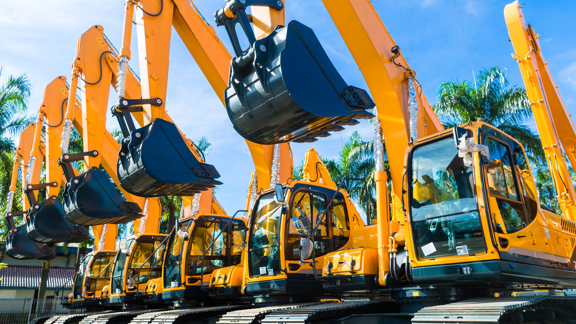 Shovel excavator on Asian  rental company site